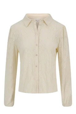 ZUSSS Tops*kanten blouse creme