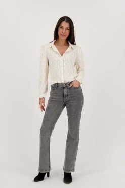 ZUSSS Tops*kanten blouse creme