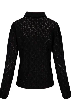 ZUSSS Tops*kanten blouse zwart
