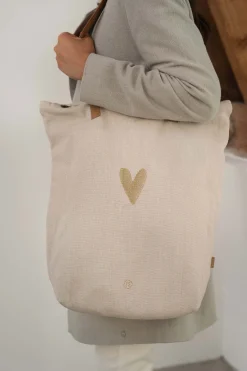 ZUSSS Schoudertassen & Handtassen*katoenen boodschappentas hartje zand