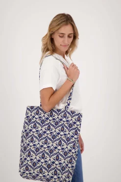 ZUSSS Schoudertassen & Handtassen*katoenen shopper met print zand
