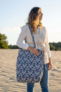 ZUSSS Schoudertassen & Handtassen*katoenen shopper met print zand