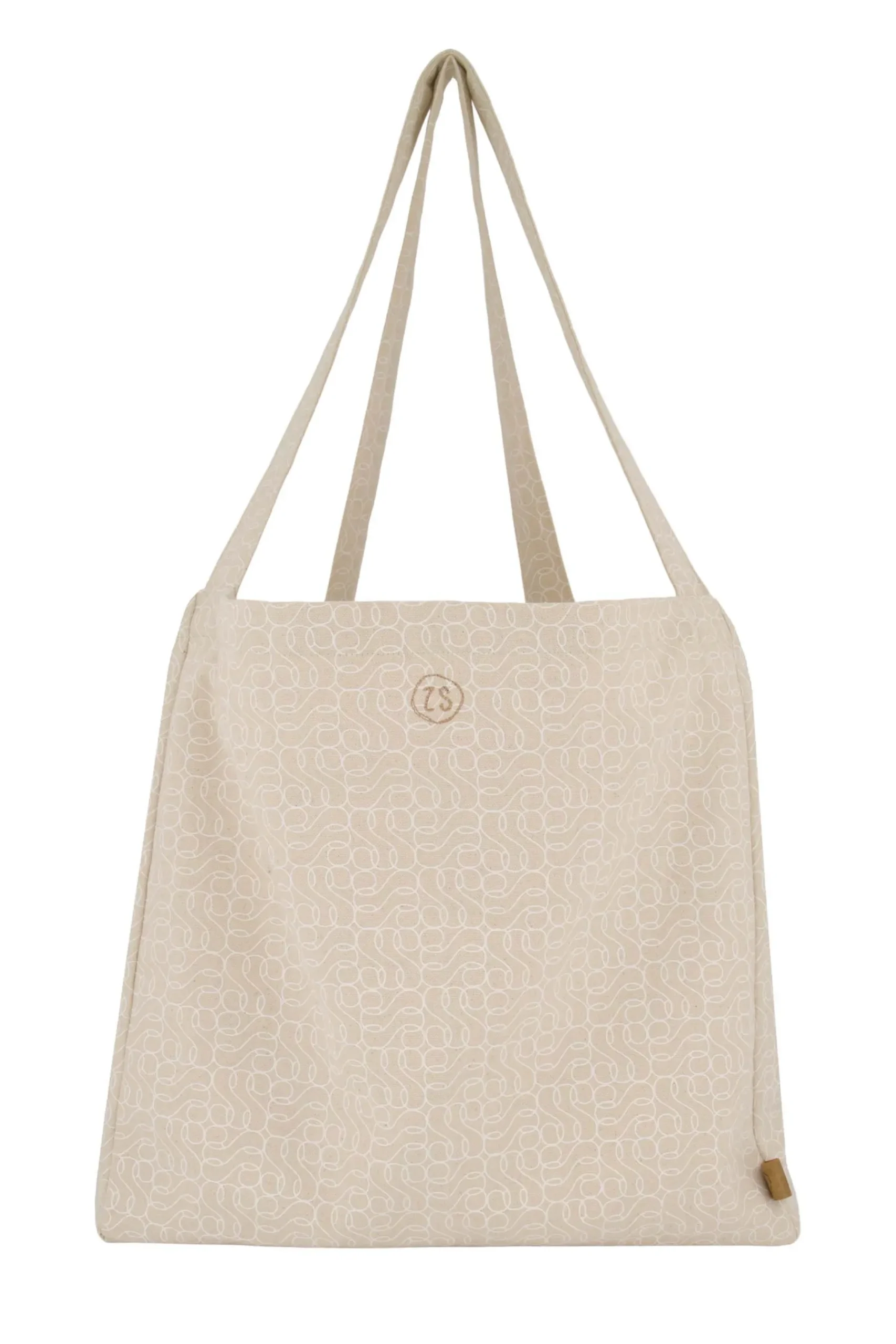 ZUSSS Schoudertassen & Handtassen*katoenen tas met logoprint zand/wit wit/zand