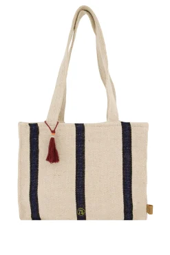 ZUSSS Schoudertassen & Handtassen*katoenen tas met streep ecru/donkerblauw