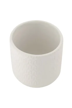 ZUSSS Keukenaccessoires*keramieken bewaarpot met houten deksel hartjes 12cm wit