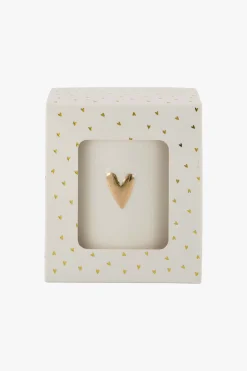 ZUSSS Geurkaarsen*keramieken geurkaars in doosje linnen hartje wit