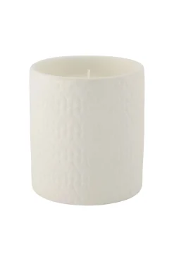 ZUSSS Geurkaarsen*keramieken geurkaars met deksel vogel structuur hartjes wit