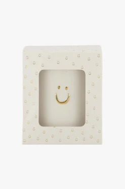 ZUSSS Geurkaarsen*keramieken geurkaars in doosje linnen smile wit