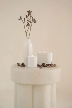 ZUSSS Geurkaarsen*keramieken geurkaarsje structuur hartjes s wit