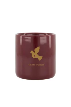 ZUSSS Geurkaarsen*keramieken geurkaars warme wol warm wishes L donkerrood