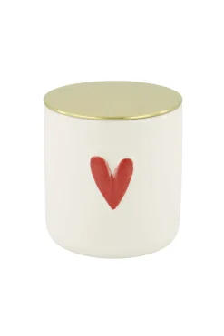 ZUSSS Geurkaarsen*keramieken geurkaars linnen hartje wit rood