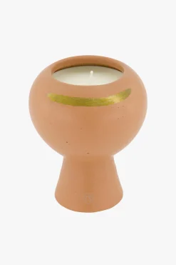 ZUSSS Geurkaarsen*keramieken geurkaars met gouden streep poederroze