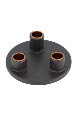 ZUSSS Kaarsen|Kaarsenhouders*keramieken kandelaar voor 3 dinerkaarsen rond antracietgrijs