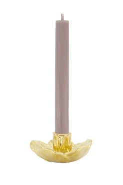 ZUSSS Kaarsen|Kaarsenhouders*keramieken kandelaar bloem goud