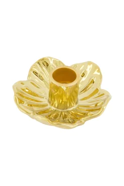 ZUSSS Kaarsen|Kaarsenhouders*keramieken kandelaar bloem goud