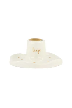 ZUSSS Kaarsen|Kaarsenhouders*keramieken kandelaar hartjes liefs goud