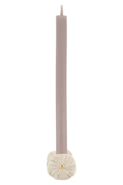 ZUSSS Kaarsen|Kaarsenhouders*keramieken kandelaartje bloem beige