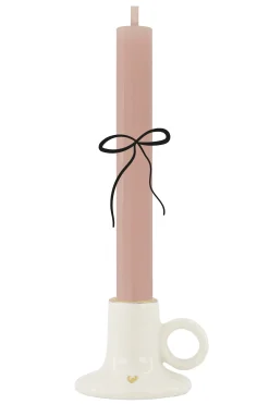 ZUSSS Kaarsen|Kaarsenhouders*keramieken kandelaartje hartje wit