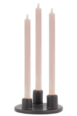 ZUSSS Kaarsen|Kaarsenhouders*keramieken kandelaar voor 3 smalle kaarsjes antracietgrijs