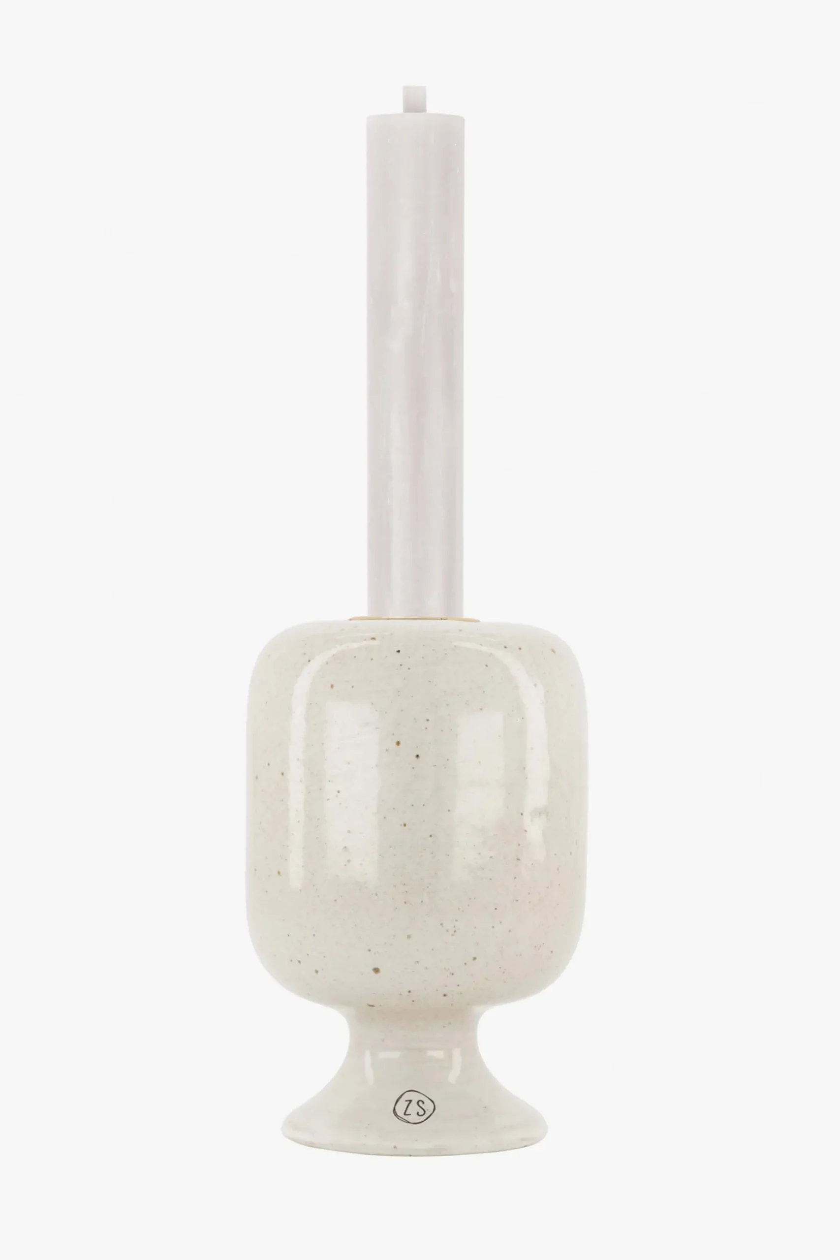 ZUSSS Kaarsen|Kaarsenhouders*keramieken kandelaar L glazuur spikkels zand