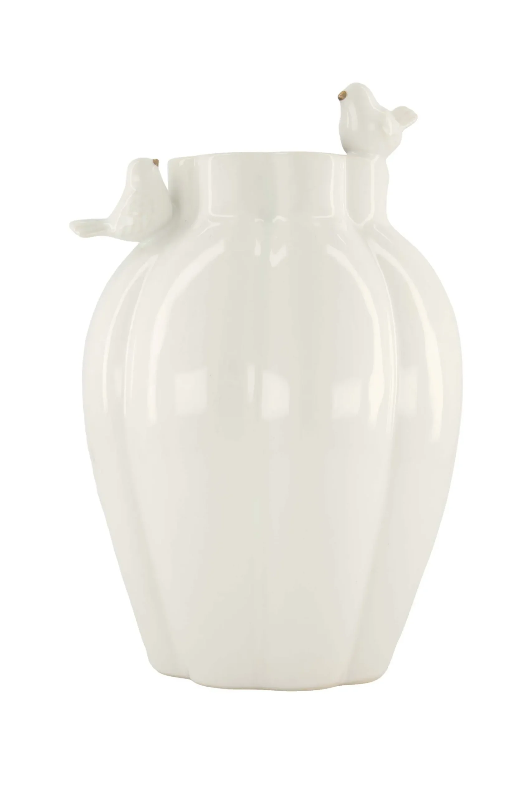 ZUSSS Vazen & Potten*keramieken vaas vogeltjes wit