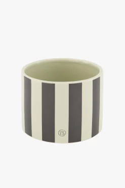 ZUSSS Opbergers & Manden*keramieken voorraadpot strepen M zand antraciet zand/antraciet