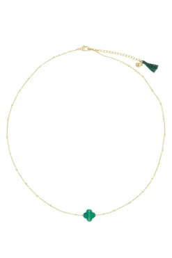 ZUSSS Kettingen*ketting met bloem donkergroen