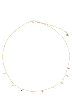 ZUSSS Kettingen*ketting met klavertjes roze rood rozerood