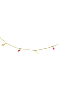 ZUSSS Kettingen*ketting met klavertjes roze rood rozerood