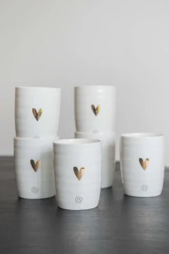 ZUSSS Servies*koffiemok goud hartje (set van 6)