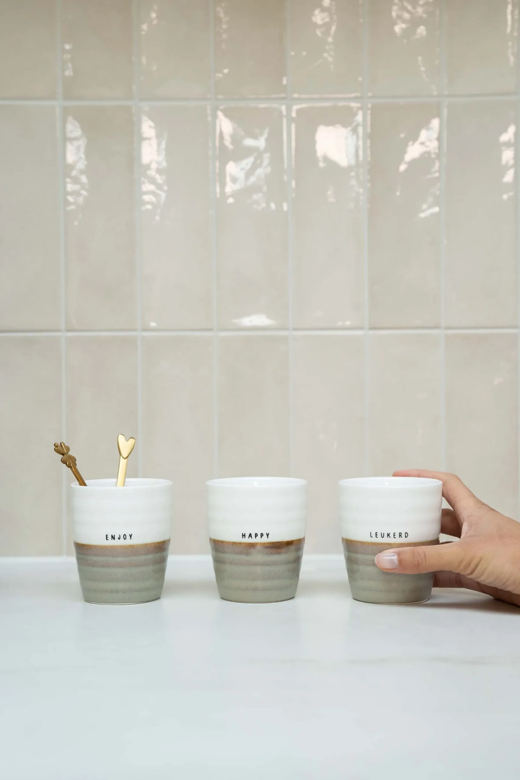 ZUSSS Servies*koffiemok leukerd wit/zand