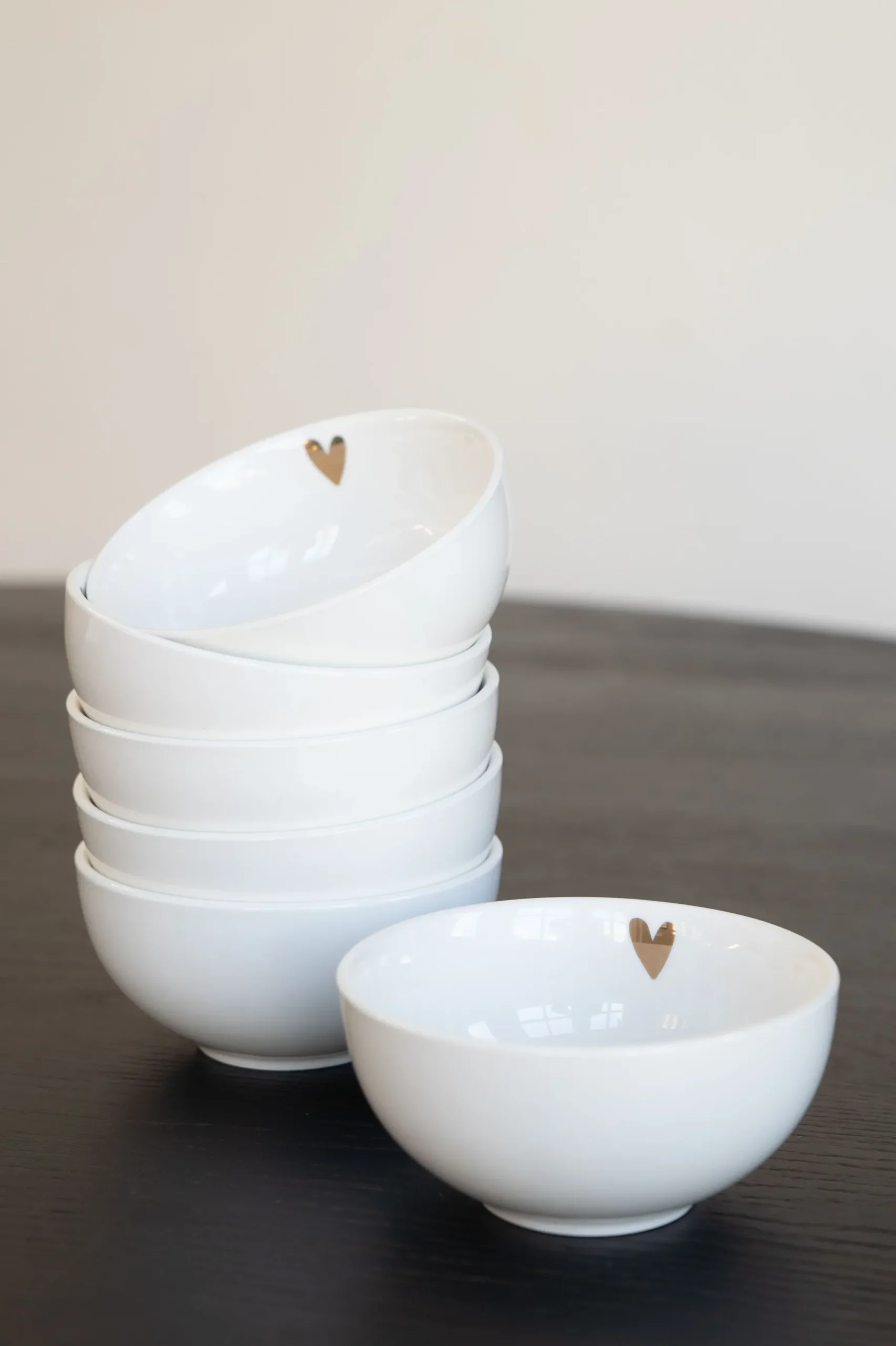 ZUSSS Servies*kom goud hartje wit (set van 6)