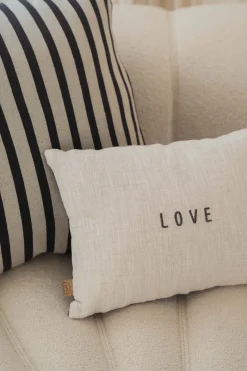 ZUSSS Kussens*kussen bloemenpatroon love 35x25cm antracietgrijs/zand zand/antraciet