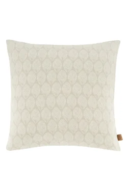 ZUSSS Kussens*kussen fijn gebreid bladpatroon 45x45cm zand/warmgrijs