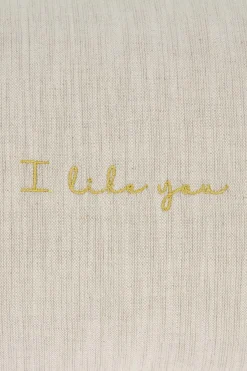 ZUSSS Kussens*kussen i like you en hartjes 35x25cm peper en zout/goud peperenzout/goud