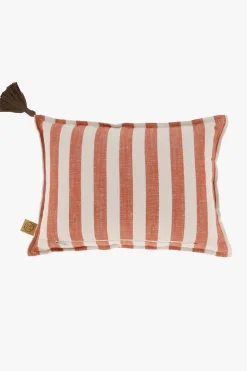 ZUSSS Kussens*kussen klavertje en strepen 35x25cm peper en zout/brique peperenzout/brique