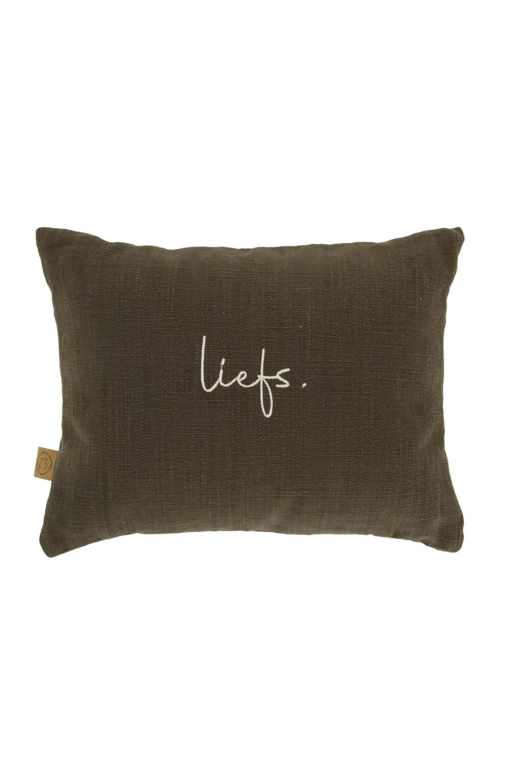 ZUSSS Kussens*kussen liefs met hartjes 35x25cm groengrijs