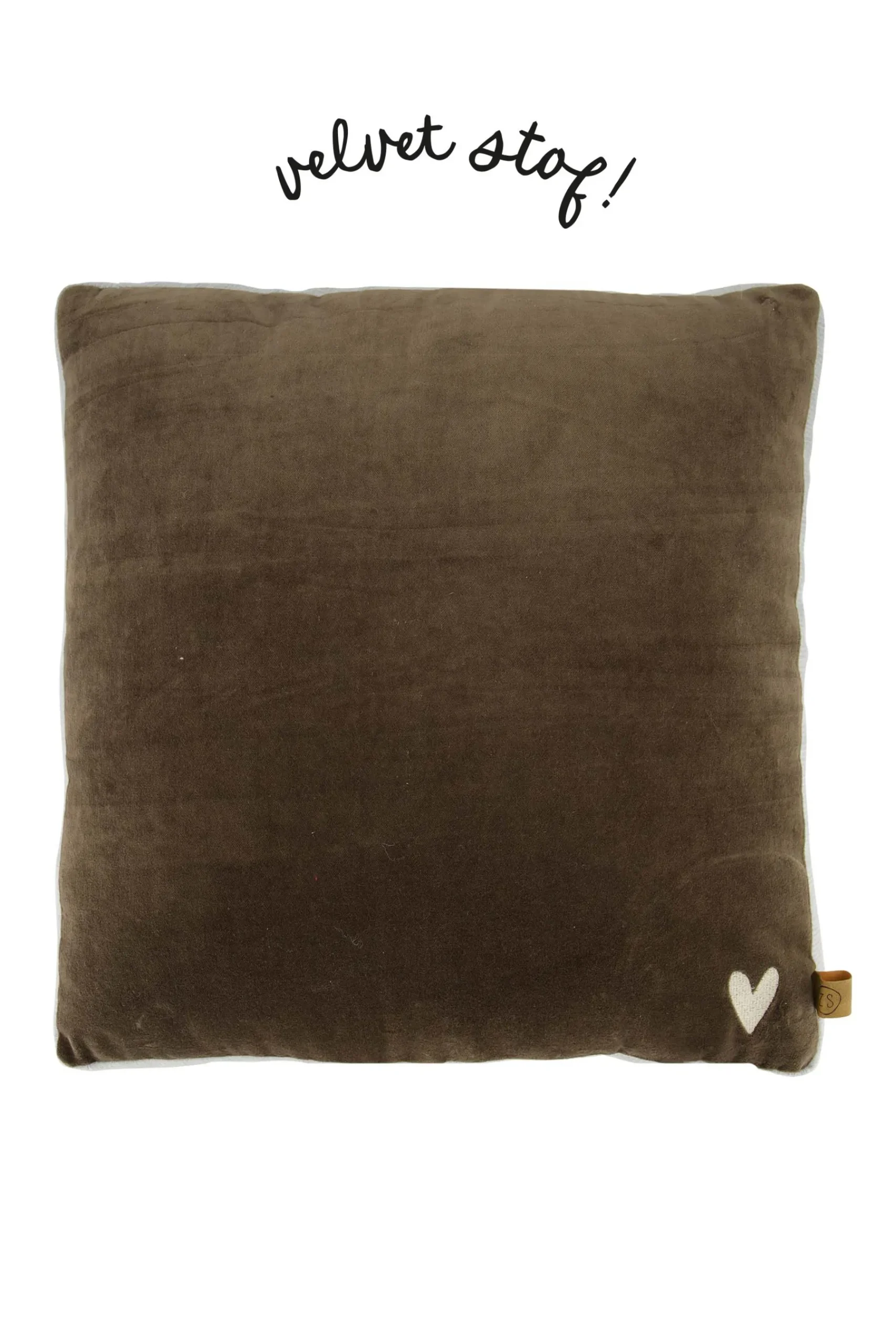 ZUSSS Kussens*kussen velvet met brede rand 45x45cm antracietgrijs/zand zand/antraciet
