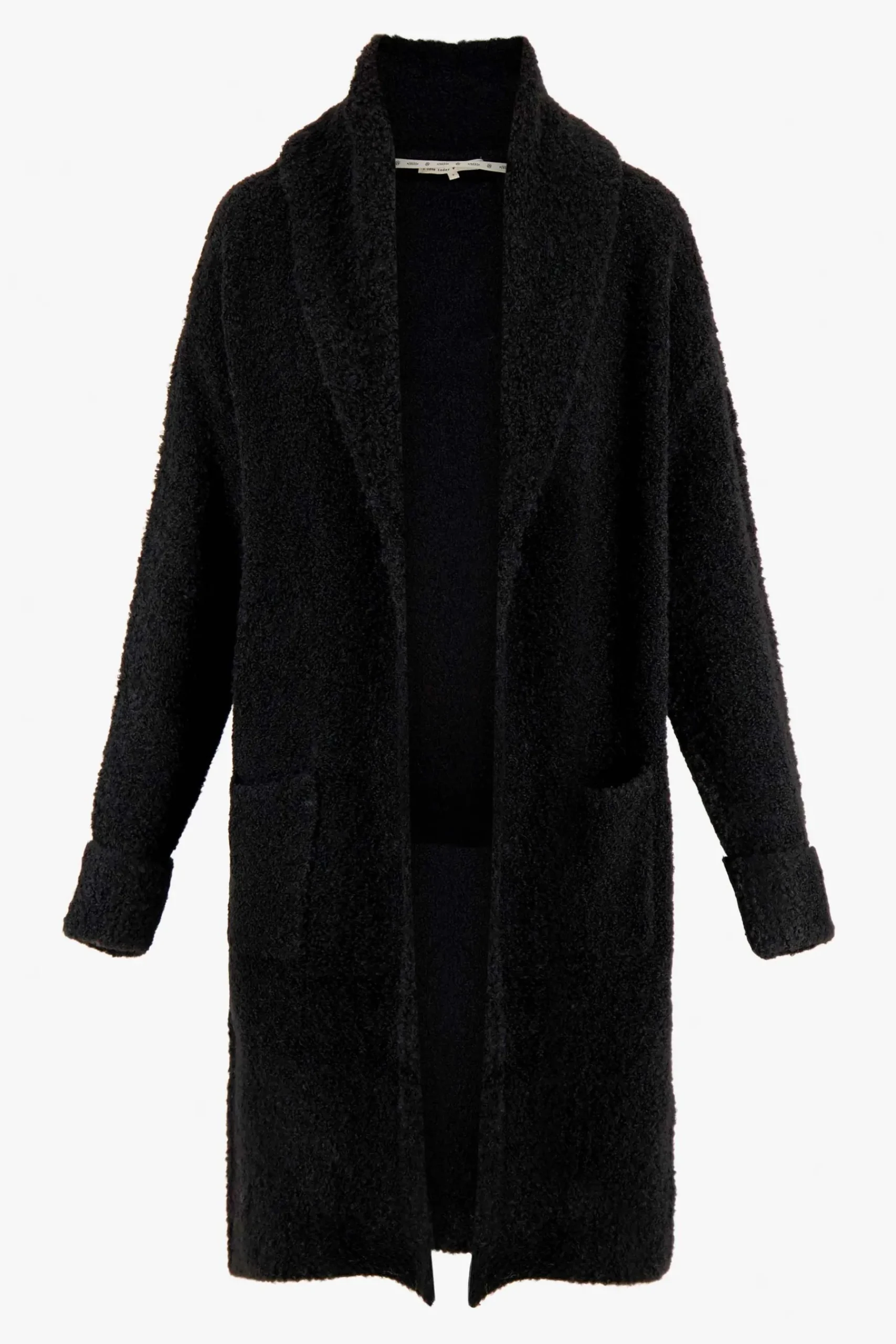 ZUSSS Vesten*lang boucle vest zwart