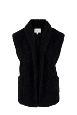 ZUSSS Vesten*lang teddy gilet met zakken zwart