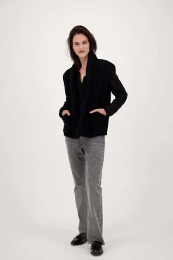 ZUSSS Vesten*lang teddy gilet met zakken zwart