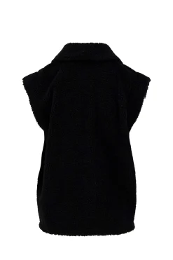 ZUSSS Vesten*lang teddy gilet met zakken zwart