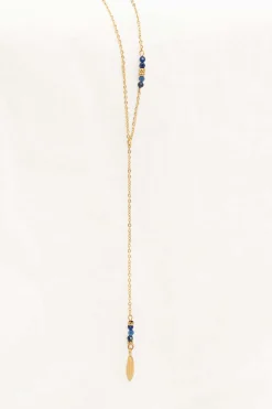ZUSSS Kettingen*lange ketting met veertje goud/kobalt goud/kobaltblauw