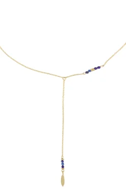 ZUSSS Kettingen*lange ketting met veertje goud/kobalt goud/kobaltblauw