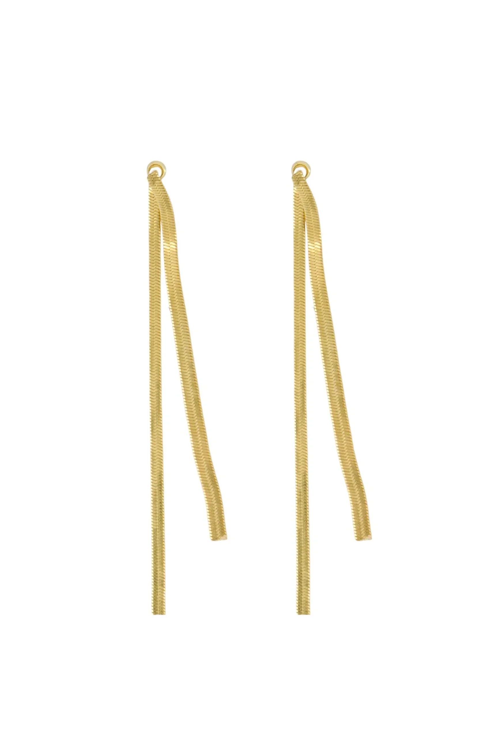 ZUSSS Oorbellen*lange oorbel met visgraat structuur goud