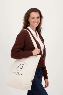 ZUSSS Schoudertassen & Handtassen*limited katoenen tas ecru