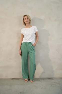 ZUSSS Broeken & Jeans*linnen broek groen