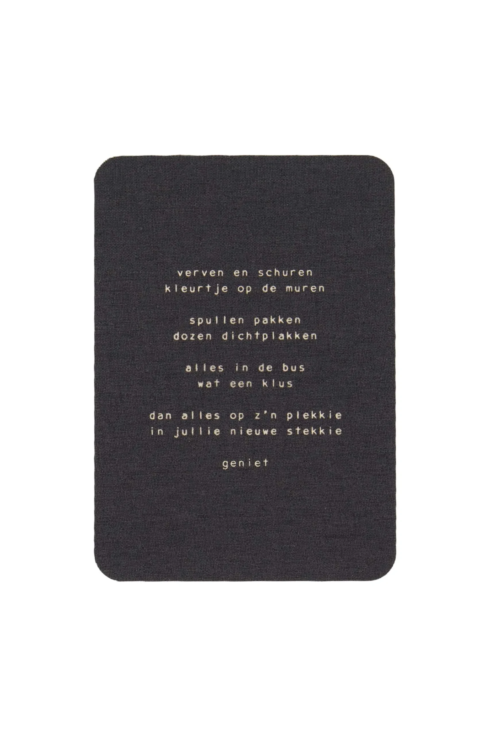 ZUSSS Kaartjes*linnen kaart nieuw stekkie antracietgrijs