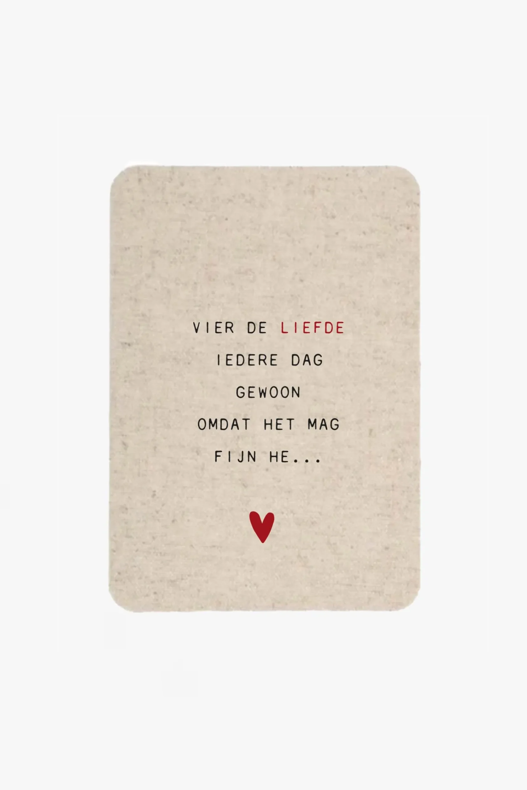 ZUSSS Kaartjes*linnen kaart vier de liefde zand