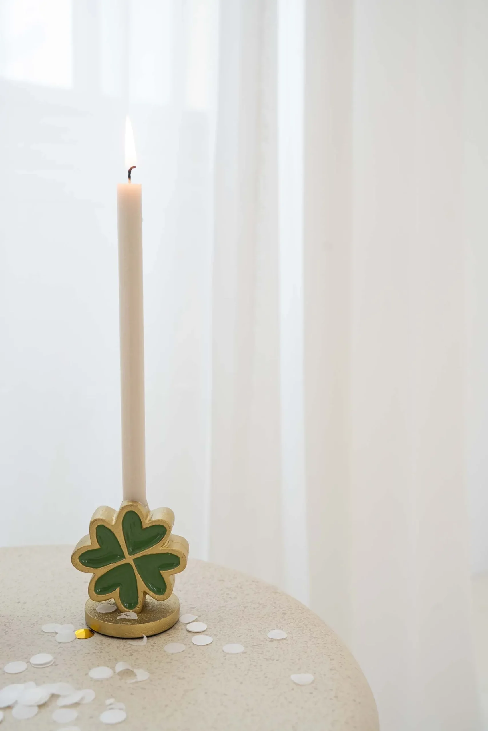 ZUSSS Kaarsen|Kaarsenhouders*metalen kandelaar klavertje goud